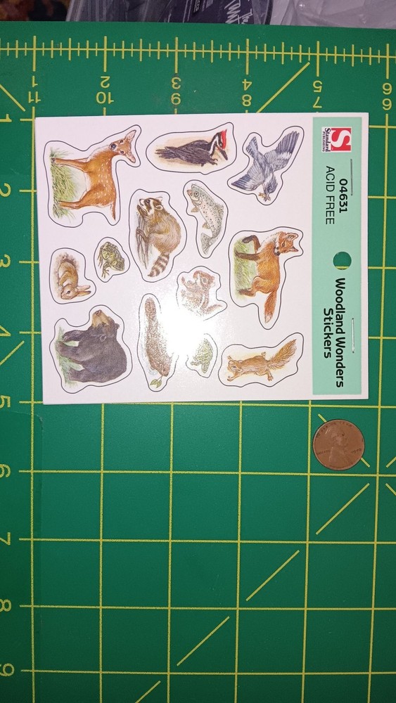 Woodland Wonders Stickers Acid Free Sheet Animal Forest Fox Deer Raccoon Bear