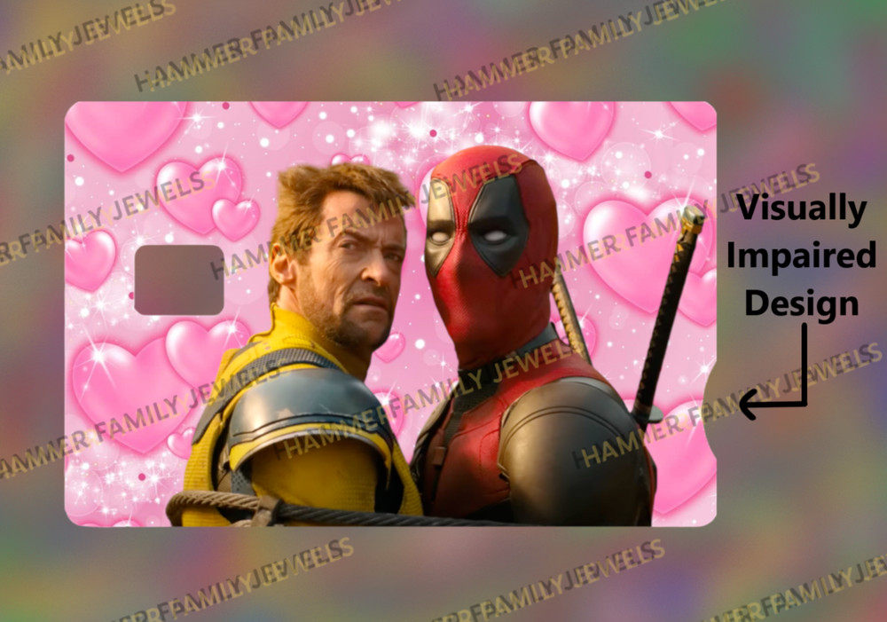 Deadpool and Wolverine Fan Art Credit Card Decal with Visually Impaired Design