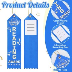 50 PCS Reading Award Ribbons 8 x 2 Inches Bulk Event Card Rope Achievement