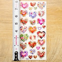 Violette Stickers – Flower Hearts – 1 Floral Heart Sticker Sheet – Scrapbooking