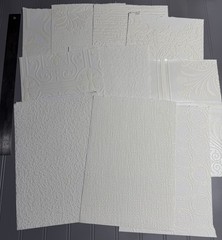 10 Assorted Vintage Textured White Wallpaper Samples / Remnants. Set 4.