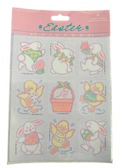 Lot VTG 1988 Gibson Greetings Easter Stickers Bunny Lamb Chick Faces 7 Packs NIP