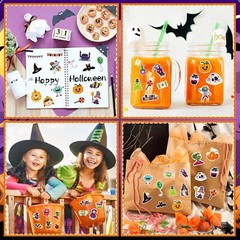 342 Pcs Halloween Stickers, Self Adhesive Pumpkin Witch Candy Stickers Halloween