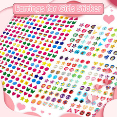 460PCS 3D Gem Sticker Earrings – Self-Adhesive Glitter Crystal Stickers for Kids