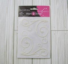 Want 2 Scrap Swirls Pearls White Self Adhesive 2 Packages 7504