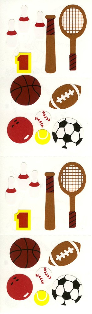 Mrs. Grossman’s Stickers – All Sports – Tennis, Baseball, Football ++ 4 Strips