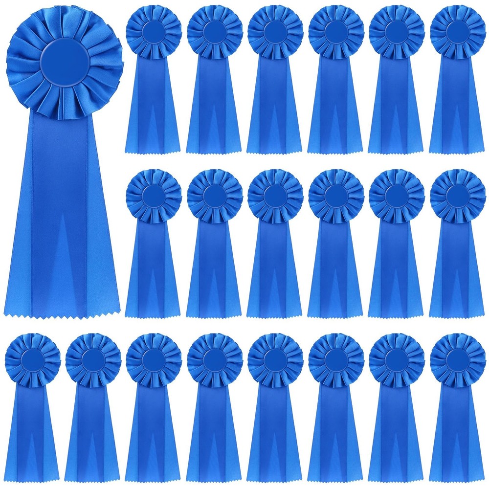 20 PCS Blue Blank Award Ribbon 11×4 Inch Rosette Medal Winner Recognition