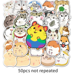 (50 pcs) Cute Hamster Stickers – PVC Waterproof High Definition UV Stickers