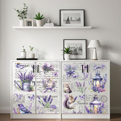 Rub on Transfers for Crafts, 6 Pcs UV Lavender Purple Floral Transfer Stickers,