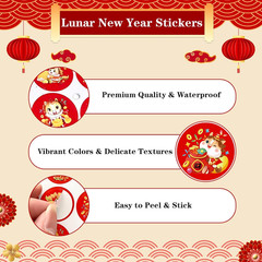 160PCS Lunar New Year Stickers – 2026 Chinese New Year of the Horse Sticker for