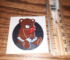Vintage 80’s Sticker Small World Greetings Teddy Bear Foil