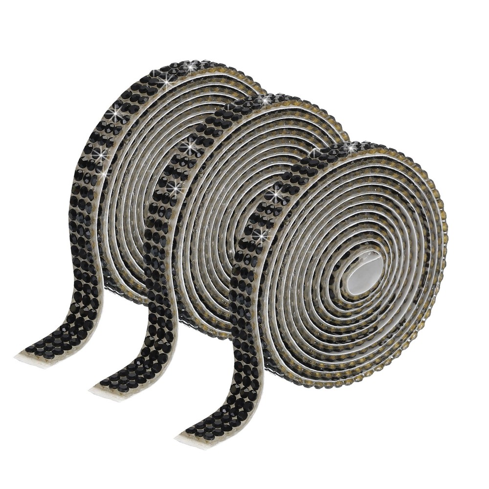 0.3 Inch 3 Yards Self Adhesive Crystal Rhinestone Diamond Ribbon Black
