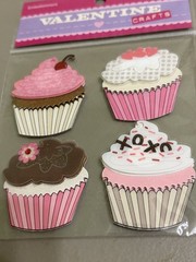 Jolees Heart & Valentines Cupcake Stickers 2 Packs Ready to use NIP