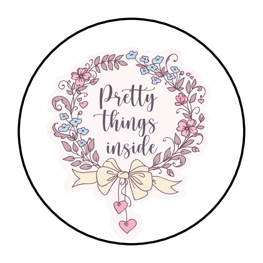 30 PRETTY THINGS INSIDE STICKERS ENVELOPE SEALS LABELS 1.5″ ROUND FLORAL FLOWERS