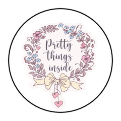 30 PRETTY THINGS INSIDE STICKERS ENVELOPE SEALS LABELS 1.5″ ROUND FLORAL FLOWERS