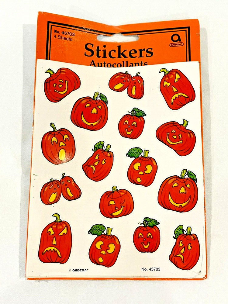 Amscan Halloween Pumpkins Jack O Lantern Autocollants Stickers 45703 4 Sheets