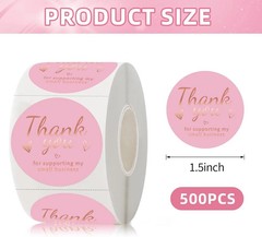 1.5″ Pink Rose Gold Round Labels 500Pcs Self Adhesive Gift Business Stickers