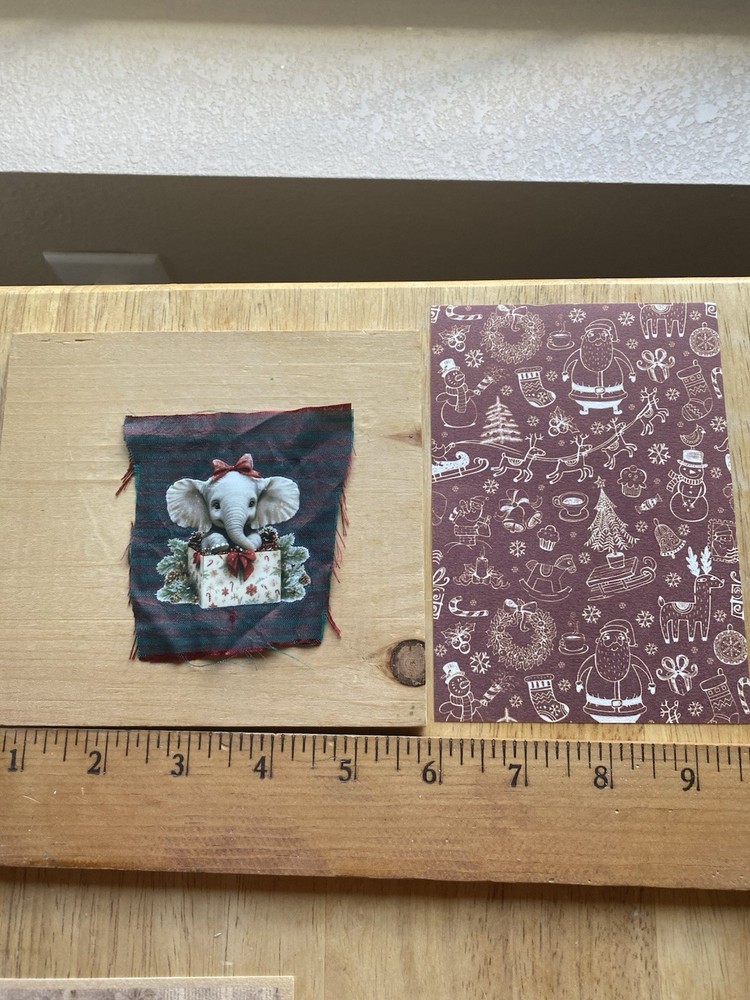 Whimsical Elephant,Handmade Ephemera, Scrapbook,Junk Journal,tag,embellishment