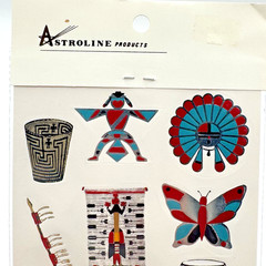 Vintage Astroline Southwest Stickers Metallic Foil Native Motif 2 Sheets NOS