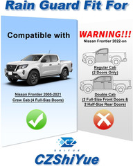 Tape-On Rain Guards Fit for 2005-2021 Nissan Frontier Crew Cab (4 Full-Size Door