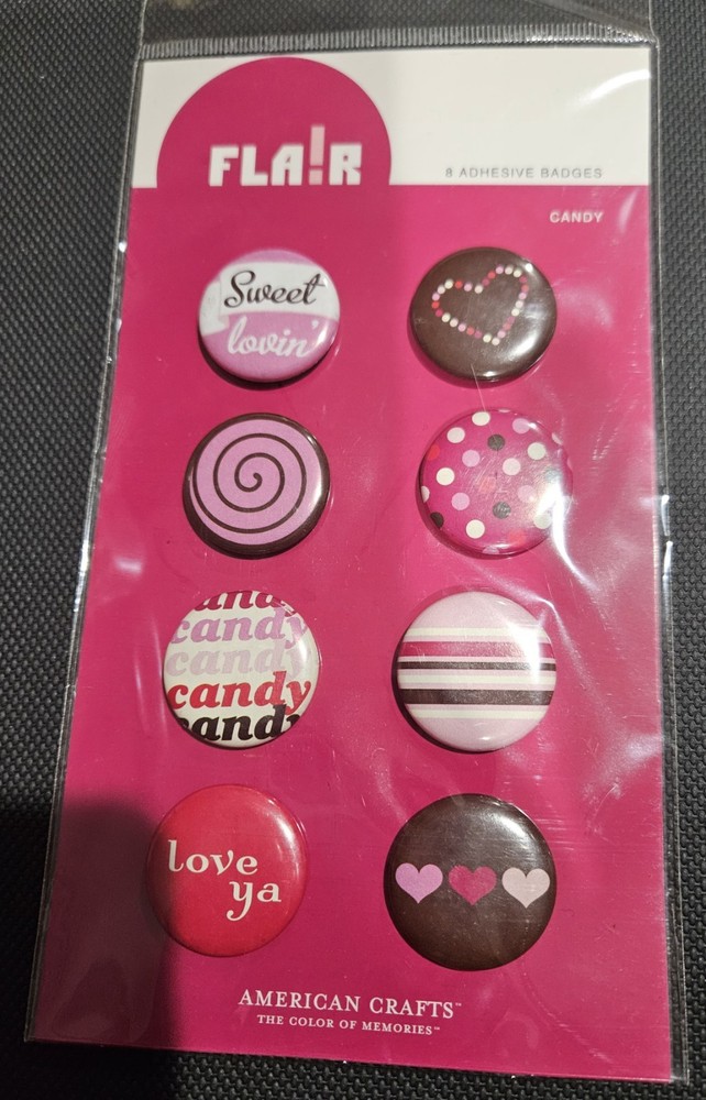 American Craft Flair 8 adhesive colorful badges for scrapbook cards crafts