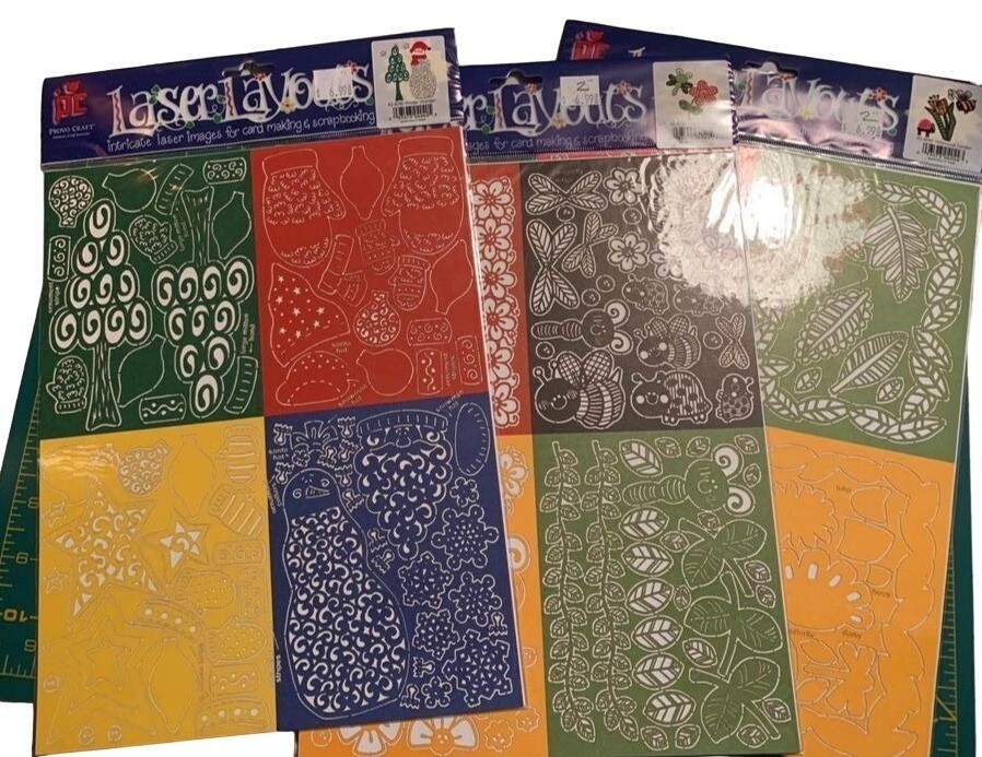Provo Craft Scrapbooking Laser Layouts Set of 3 Holiday & Floral Designs