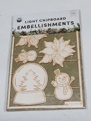 P13 Light Chipboard Embellishments Bundle 11 asst 4×6″ framew/engraved pieces