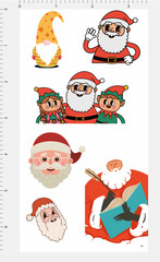 Christmas Scrapbook Sticker Set 4″ x 7″ Sheet Santa Claus Elf Elves Gnome