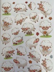 Stickers Fluffy Wooly Sheep Easter Jumping Napping Smile Glossy Finish Paper New