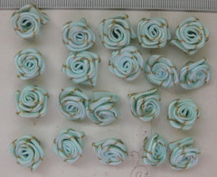 Satin Metallic ROSE Packs 20 CELESTE BLUE with Gold Trim 15-17mm Across VerCFrnt