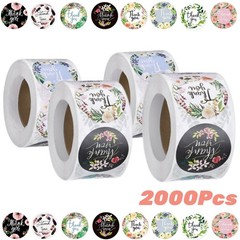 2000x 4 Rolls 1″ Floral Thank You Stickers Round Labels for Small Business Gift