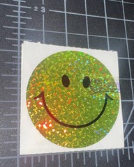Vintage SandyLion Sticker Yellow Smile Face Smiley Prism 3 Squares