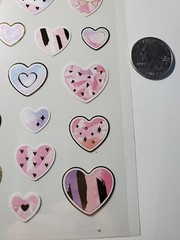 Pastel Heart Stickers w/gold foil accents. 33 stickers Valentine Paper Crafts💗