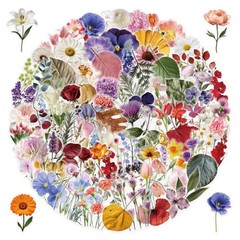 50-100pcs PET Transparent Plant & Flower Stickers Waterproof Stationery Notebook