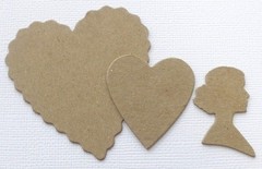 {3 Sets} *LAYERED HEARTS with CAMEO* Valentines Bare Chipboard Die Cuts – 2 1/4″
