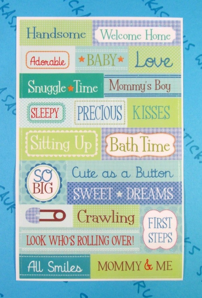 Baby Boy Words & Phrases Sticker Sheet