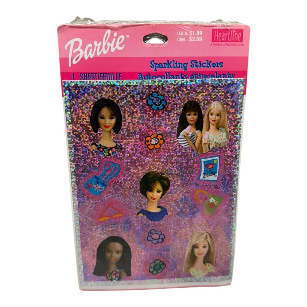 VTG Heartline by Hallmark BARBIE Sparkling Stickers 2000 Mattel – 1 Sheet NEW