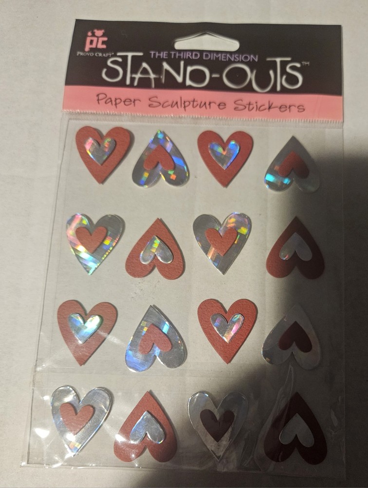 Provo Craft Third Dimension Stand-Outs HEARTS Stickers Scrapbook Crafts