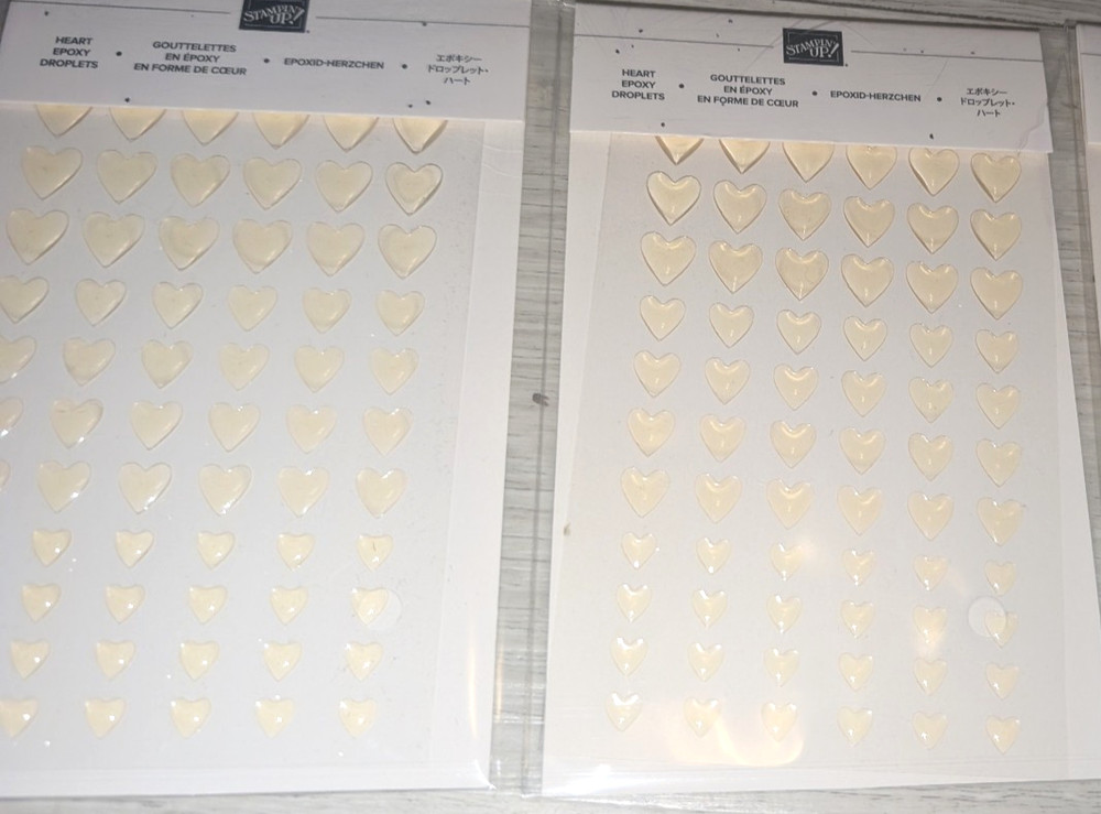 2 Pkgs – 216 Pieces Stampin’ Up! Heart Epoxy Droplets Embellishments LOT