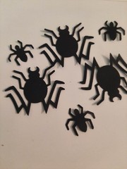 40 BLACK SPIDER PUNCHIE CUTOUTS DIE CUTS SCRAPBOOKING ( ACID FREE CARDSTOCK )