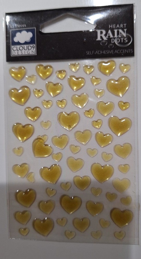 Cloud9 Designs of 65 Gold Heart Rain Drops-Self Adhesive Accents
