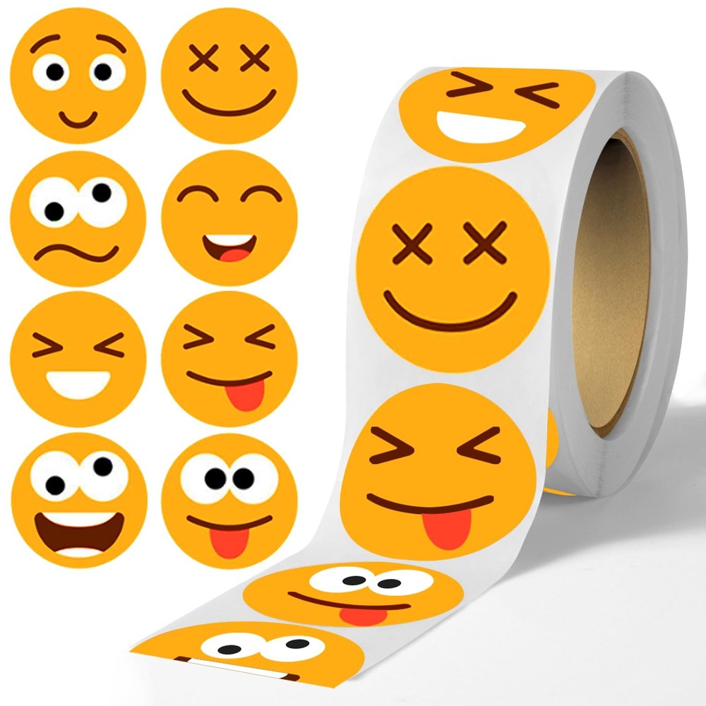 500 Pcs Smiley Face Motivational Stickers for Teachers, Bright Yellow