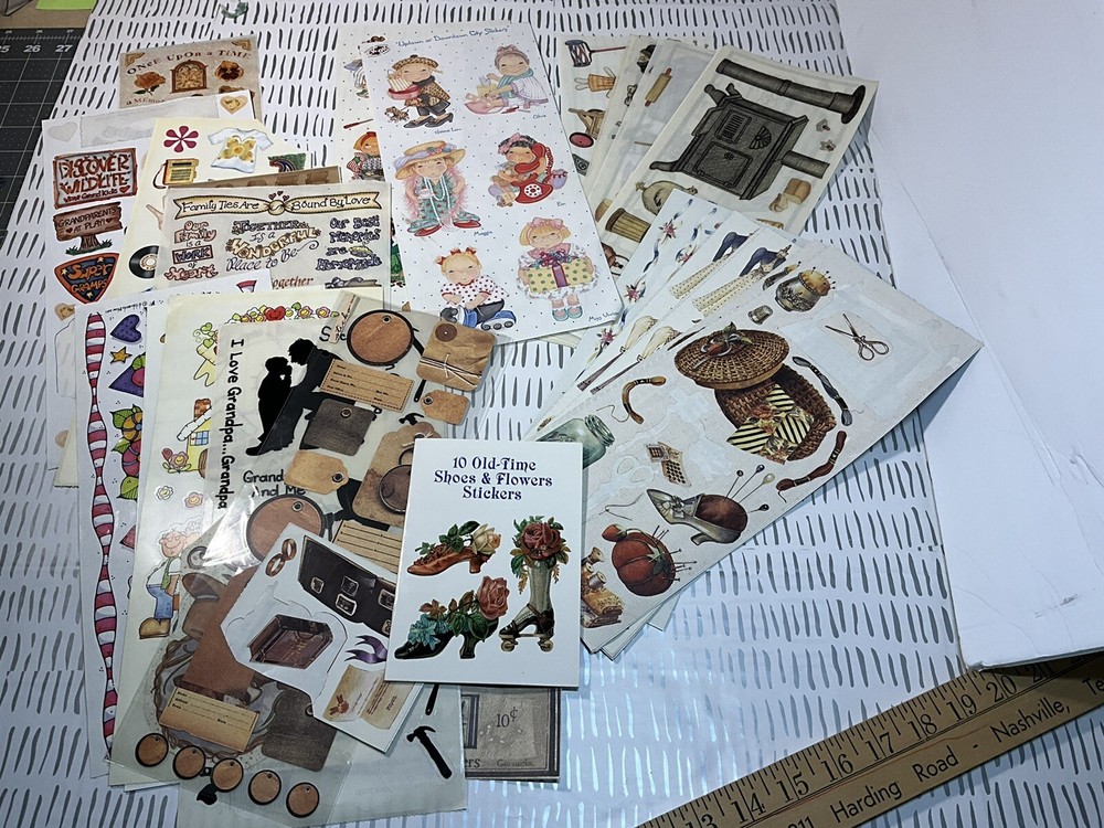 Scrapbooking Stickers Lot 26 – Sandy Clough, Dorothy’s Mem & Tie Me To The Moon