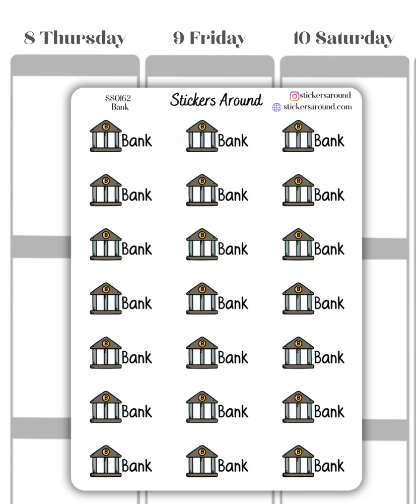 Bank Script Planner Sticker, Banking Sticker, Finance Sticker, Calendar Sticker