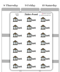 Bank Script Planner Sticker, Banking Sticker, Finance Sticker, Calendar Sticker