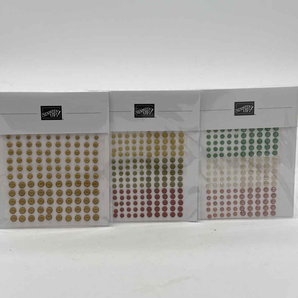Stampin Up Gold Textured & Faux Glass Adhesive Dots & Earth Tone Shimmer Gems