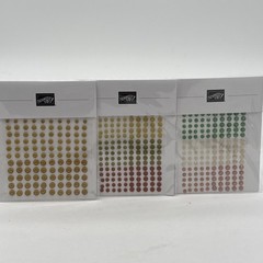 Stampin Up Gold Textured & Faux Glass Adhesive Dots & Earth Tone Shimmer Gems