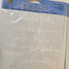 NEW 2 Sheets Deja Views Wonderful Words Rub-Ons White Baby Girl Boy Words -G