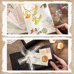 445 Pcs Vintage Scrapbook Paper Kit with Floral Stickers