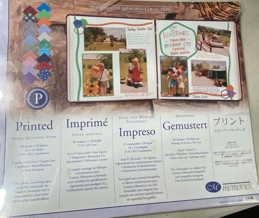 CM043 – CREATIVE MEMORIES PHOTO PAPER – 20 DESIGNS – 10×12 – 20 sheets